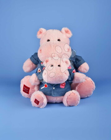 Plyšové a textilní hračky - Plyšový hrošík s džínovou košilí Pink Mallow 1989 Hippo Histoire d’ Ours - 8