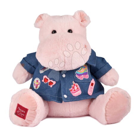 Plišaste živalce | Stran 3 - Plišasti nilski konj z jeans srajco Pink Mallow 1989 Hippo Histoire d’ Ours