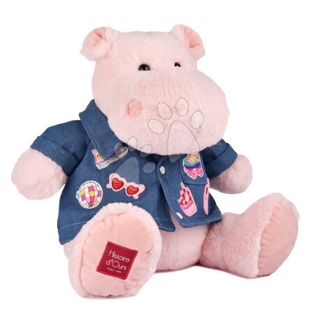 Plišaste živalce | Stran 3 - Plišasti nilski konj z jeans srajco Pink Mallow 1989 Hippo Histoire d’ Ours_1