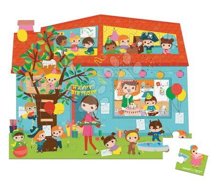 Dětské puzzle do 100 dílků - Puzzle Narozeninová oslava Hat Boxed Puzzle Janod - 1