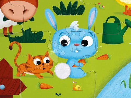 Puzzle pro nejmenší - Lepenkové puzzle Tactile - Návštěva zvířátek na farmě Janod - 5