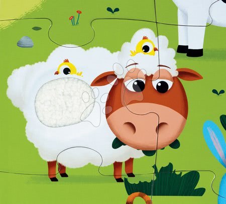 Puzzle pro nejmenší - Lepenkové puzzle Tactile - Návštěva zvířátek na farmě Janod - 6