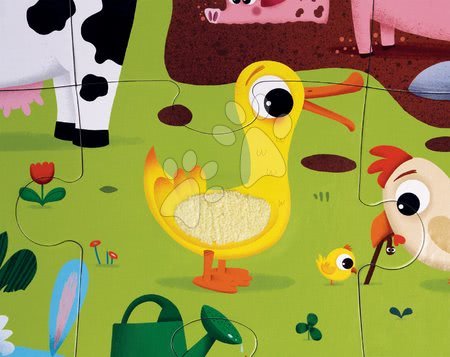 Puzzle pro nejmenší - Lepenkové puzzle Tactile - Návštěva zvířátek na farmě Janod - 7