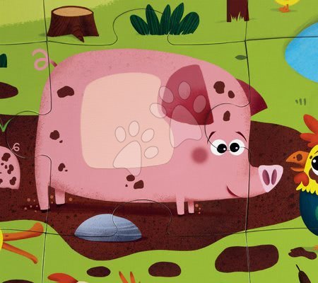 Puzzle pro nejmenší - Lepenkové puzzle Tactile - Návštěva zvířátek na farmě Janod - 9