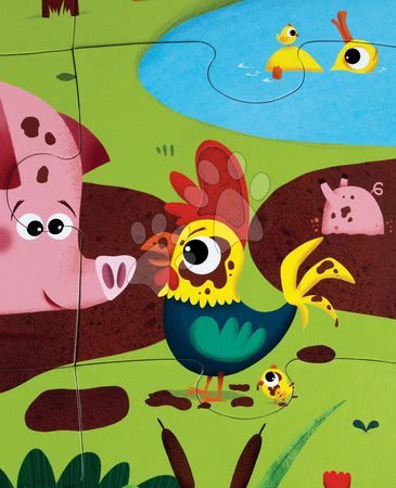 Puzzle pro nejmenší - Lepenkové puzzle Tactile - Návštěva zvířátek na farmě Janod - 10