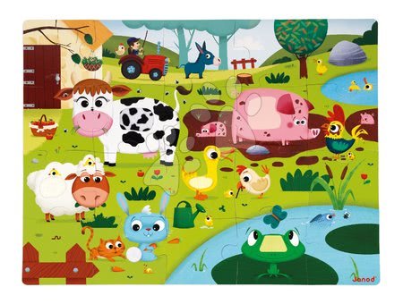 Puzzle pro nejmenší - Lepenkové puzzle Tactile - Návštěva zvířátek na farmě Janod - 12