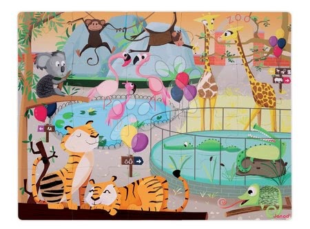 Puzzle pro nejmenší - Puzzle Tactile Den v zoologické zahradě Janod
