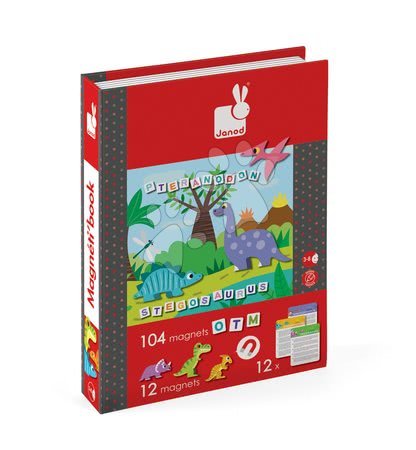 Magnetky pro děti - Magnetická kniha Dinosaurus Magneti'Book Janod - 5