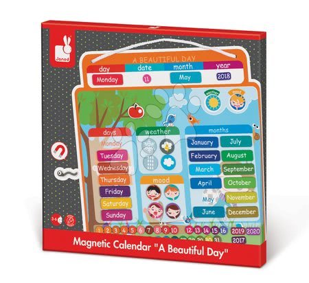 Magnetky pro děti - Magnetická tabule Magnetic Calendar - A Beautiful Day Janod - 3