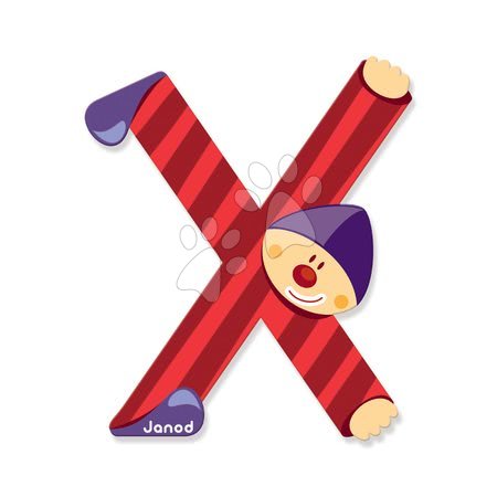 Kojenecké potřeby Janod - Dřevěné písmeno X Clown Letter Janod lepící 9 cm červené od 3 let