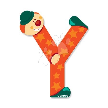 Kojenecké potřeby Janod - Dřevěné písmeno Y Clown Letter Janod lepící 9 cm oranžové/zelené/růžové/modré od 3 let_1