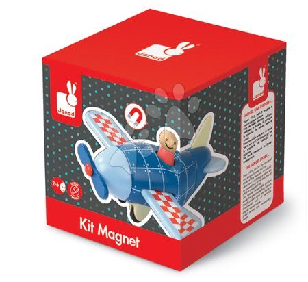 Autíčka  - Dřevěná magnetická skládačka Letadlo Kit Magnet Janod - 3