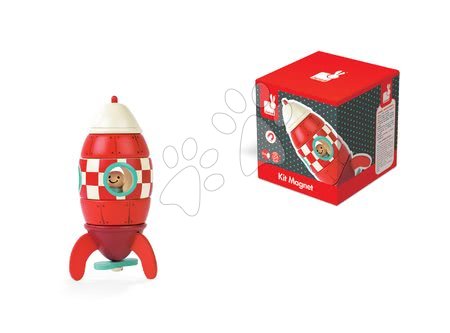 Autíčka  - Dřevěná magnetická skládačka Raketa Kit Magnet Janod - 3