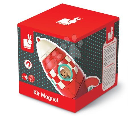 Autíčka  - Dřevěná magnetická skládačka Raketa Kit Magnet Janod - 5