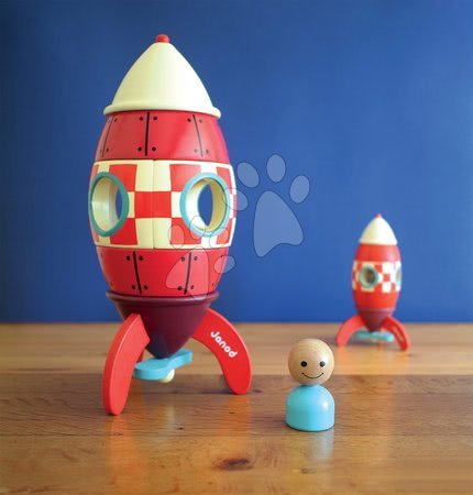 Autíčka  - Dřevěná magnetická skládačka Raketa Kit Magnet Janod - 7