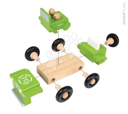 Autíčka  - Dřevěná magnetická skládačka auto Kit Magnet Janod - 1