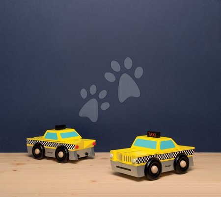 Autíčka  - Dřevěná magnetická skládačka auto taxi Kit Magnet Janod - 3