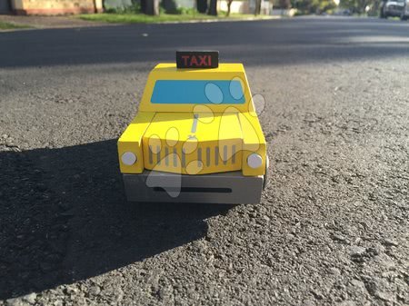Autíčka  - Dřevěná magnetická skládačka auto taxi Kit Magnet Janod - 5