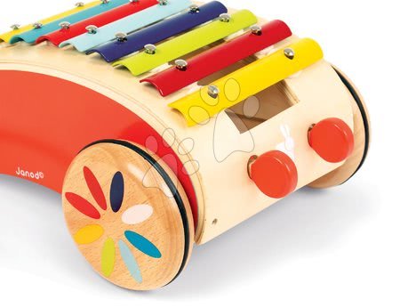 Ťahacie hračky - Drevený vozík s xylofónom Red Tatoo Janod - 2