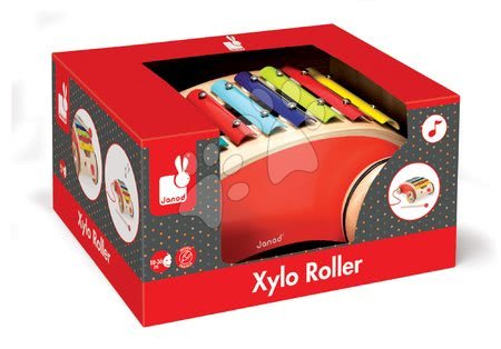 Ťahacie hračky - Drevený vozík s xylofónom Red Tatoo Janod - 5