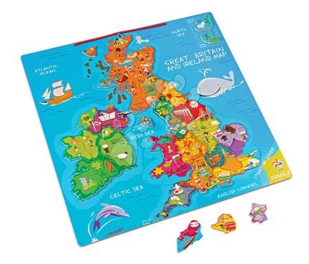 Magnetky pre deti - Magnetická mapa Veľká Británia Magnetic Janod