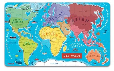 Magnetky pro děti - Magnetická mapa světa Magnetic World Map German Version Janod - 1