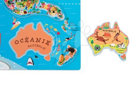Magnetky pro děti - Magnetická mapa světa Magnetic World Puzzle French Version Janod - 3