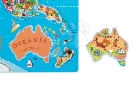 Magnetky pro děti - Magnetická mapa světa Magnetic World Map Spanish Version Janod - 3