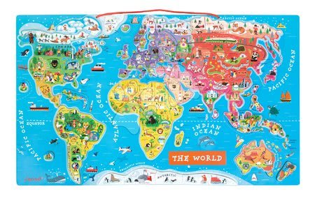 Janod - Magnetická mapa sveta Magnetic World Puzzle English Version Janod