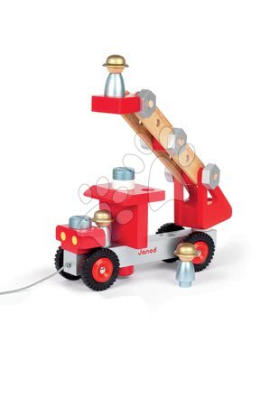 Kostky a stavebnice - Dřevěná stavebnice hasičské auto Redmaster Bricolo Janod - 2