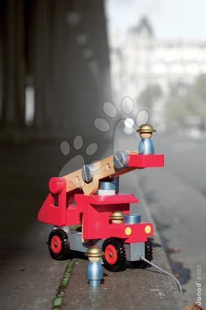 Kostky a stavebnice - Dřevěná stavebnice hasičské auto Redmaster Bricolo Janod - 3