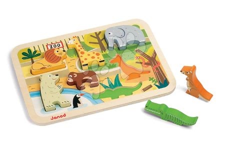 Puzzle para os mais pequenos - Quebra-cabeça de madeira para os mais pequenos Zoo Chunky Janod