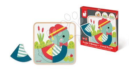 Puzzle pro nejmenší - Dřevěné puzzle pro nejmenší Rodinka kachen Janod - 8