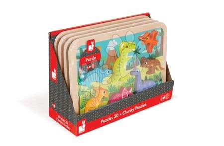 Puzzle pro nejmenší - Dřevěné puzzle pro nejmenší Dinosaurus Chunky Janod - 2
