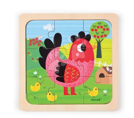 Puzzle pro nejmenší - Dřevěné puzzle pro nejmenší Violette Chicken Janod - 1