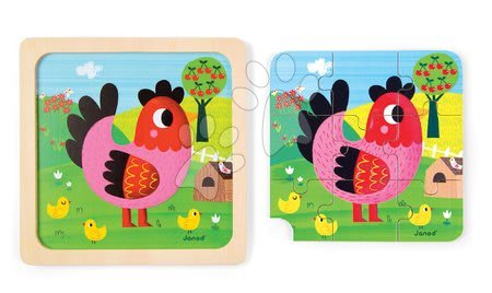 Puzzle pro nejmenší - Dřevěné puzzle pro nejmenší Violette Chicken Janod - 2