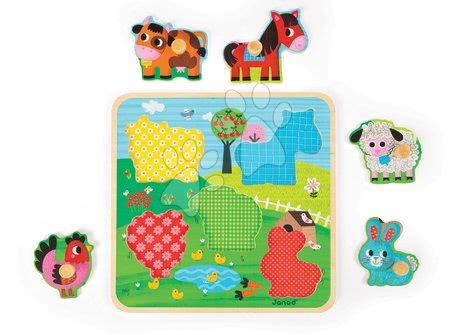 Puzzle pro nejmenší - Dřevěné puzzle pro nejmenší Happines Farm Janod - 2