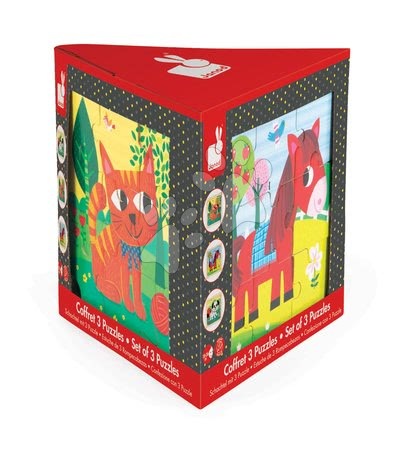 Puzzle pro nejmenší - Dřevěné puzzle pro nejmenší Set 3 Puzzles Janod - 8