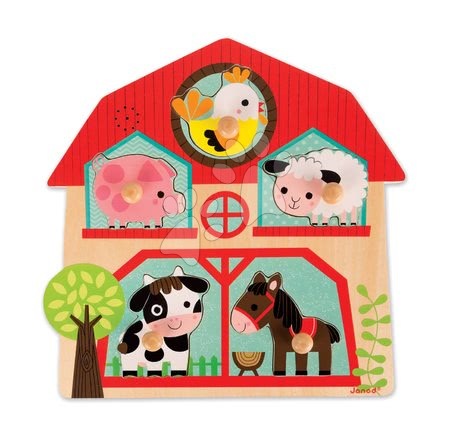 Puzzle pro nejmenší - Dřevěné puzzle pro nejmenší Zvířátka z farmy Janod - 3