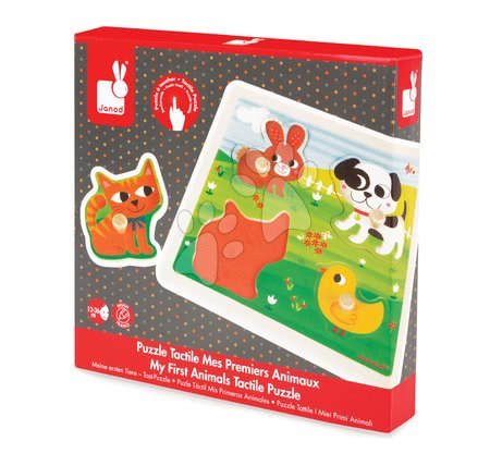 Puzzle pro nejmenší - Dřevěné puzzle Domácí zvířátka Tactile Janod - 3