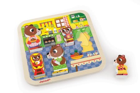 Hračky pre najmenších - Drevené puzzle pre najmenších Medvede v kuchyni Chunky Janod_1