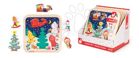 Puzzle pro nejmenší - Dřevěné puzzle Kouzelné Vánoce Chunky Janod - 4