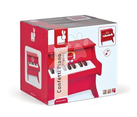 Dětské hudební nástroje - Dřevěný klavír Confetti Red Piano Janod - 1
