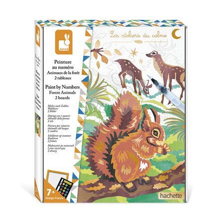 Рисуване и боядисване - Maxi kreatívna sada Maľovanie s číslami Lesné zvieratká Paint by Numbers Watercolor Forest Animals Atelier Janod