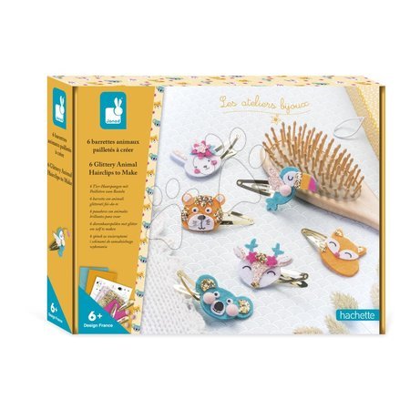 Jucării creative și didactice | Pagină 24 - Set pentru realizarea bijuteriilor Agrafe de păr Animăluțe Glittery Animal Hairclips Atelier Janod