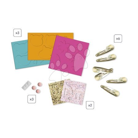 Lucru manual și creație - Set pentru realizarea bijuteriilor Agrafe de păr Animăluțe Glittery Animal Hairclips Atelier Janod - 3