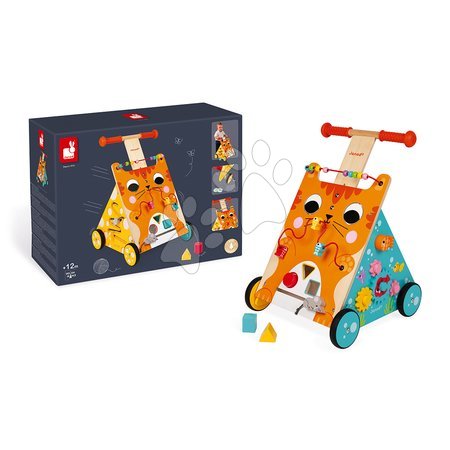Brinquedos didáticos de madeira - Caminhante multifuncional de madeira Gato Multi-atividades Caminhante para Bebê Janod - 4