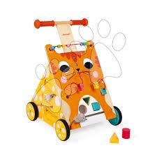 Brinquedos didáticos de madeira | Página 3 - Caminhante multifuncional de madeira Gato Multi-atividades Caminhante para Bebê Janod