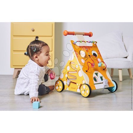 Brinquedos didáticos de madeira - Caminhante multifuncional de madeira Gato Multi-atividades Caminhante para Bebê Janod - 7