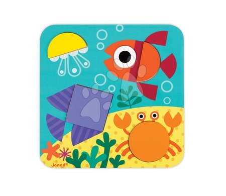 Puzzle pro nejmenší - Dřevěná vkládačka Učíme se tvary Janod 29 ks tvarů - 4